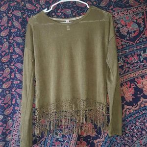 green long-sleeved top